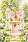 Pink Princess palace with turret detailing