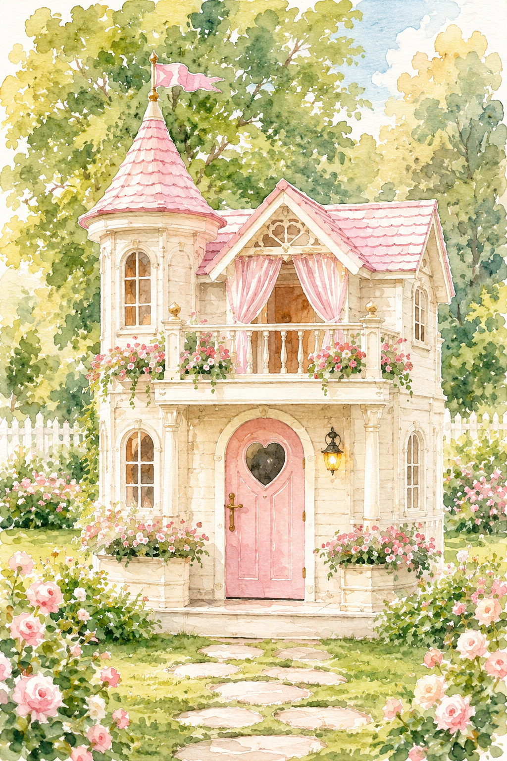 Pink Princess palace with turret detailing
